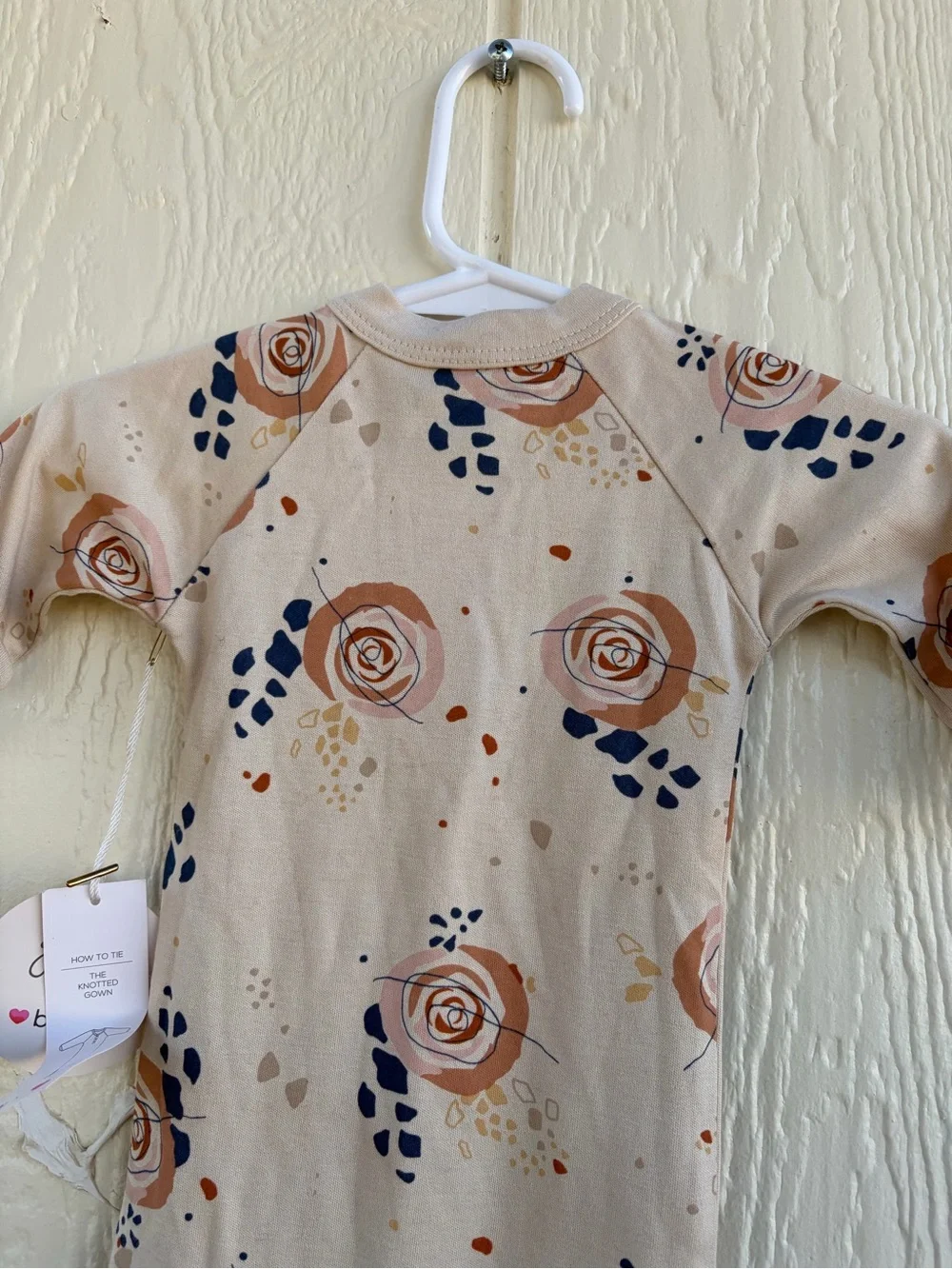 Kids Floral Sleep Gown - Cream with Rust Rose Print baby’s Girls Size NB